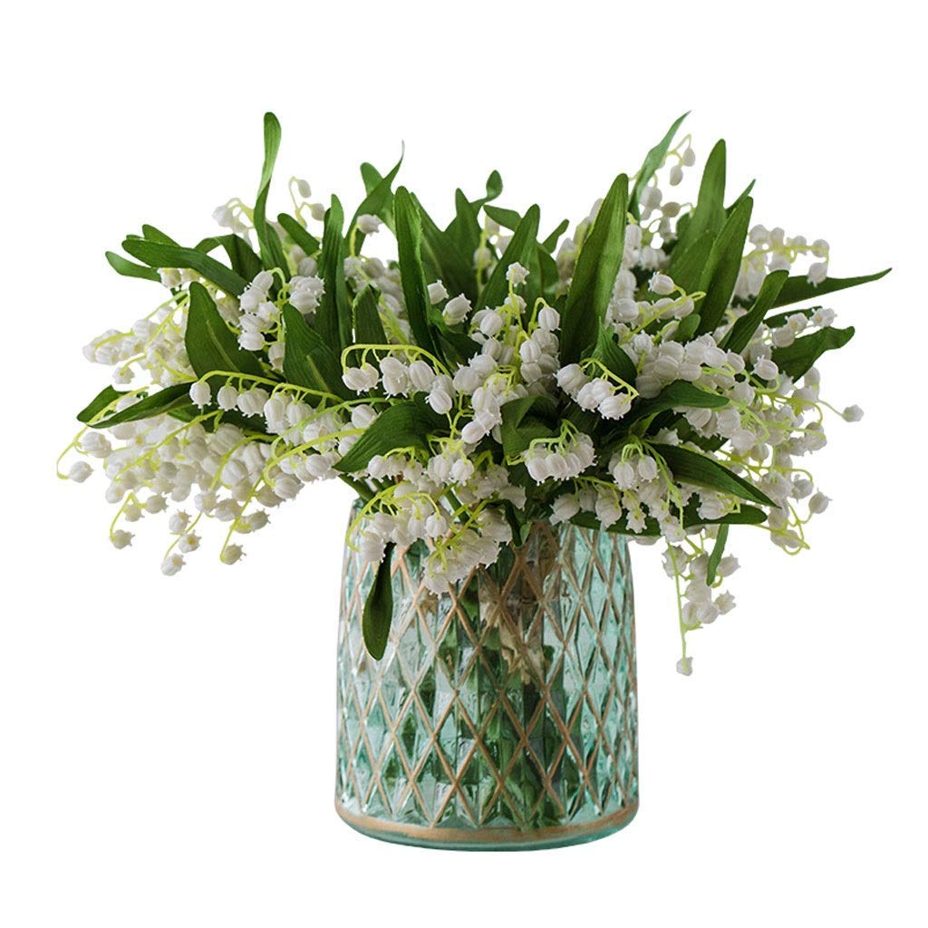 Fiori Finti, Piante Artificiali, Bouquet di Fiori di Seta, Set con Vaso, convallarie Primaverili, Decorazioni per casa, Hotel, Feste, Matrimoni, Fiori Finti AR