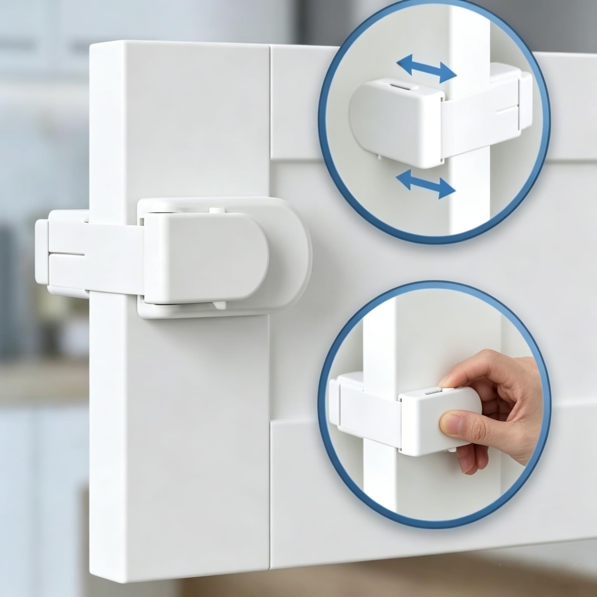 Serratura di sicurezza per porta, a prova di bambino, facile da installare, serrature di sicurezza per bambini, senza trapano, soluzione senza danni per animali domestici e bambini
