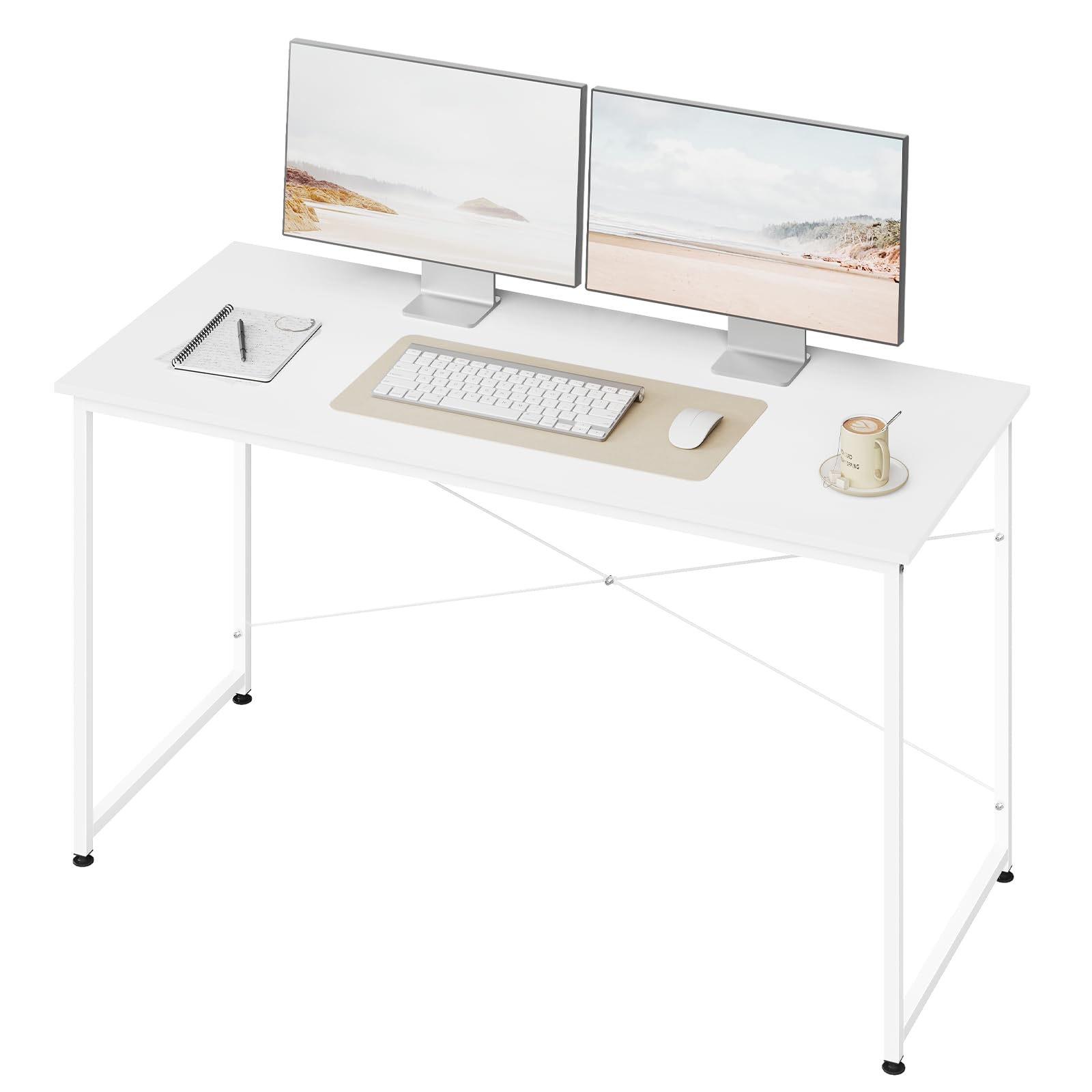 WOLTU Schreibtisch, Computertisch 140 x 60 cm, Weiß | Kompakte Kleiner Größe, mit Metallgestell, Aus Holzwerkstoff, für Homeoffice Schlafzimmer Wohnzimmer