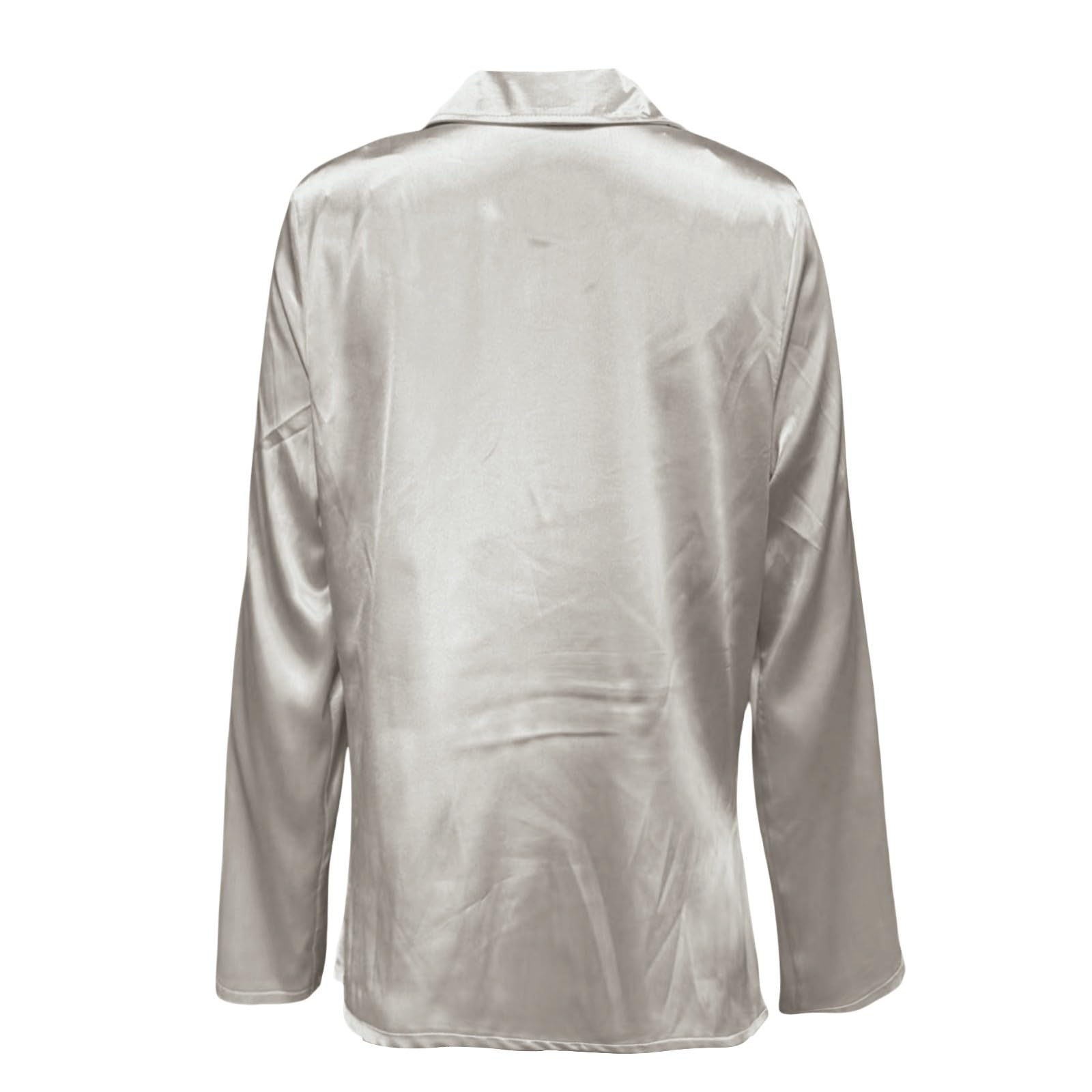 Chemisier Femme Satin à Col en V Manches Longues Chemise Chic et Élégante Casual Soie Shirts Tops Mode Décontracté Couleur Unie Classique Blouse Printemps Automne Ample Tunique
