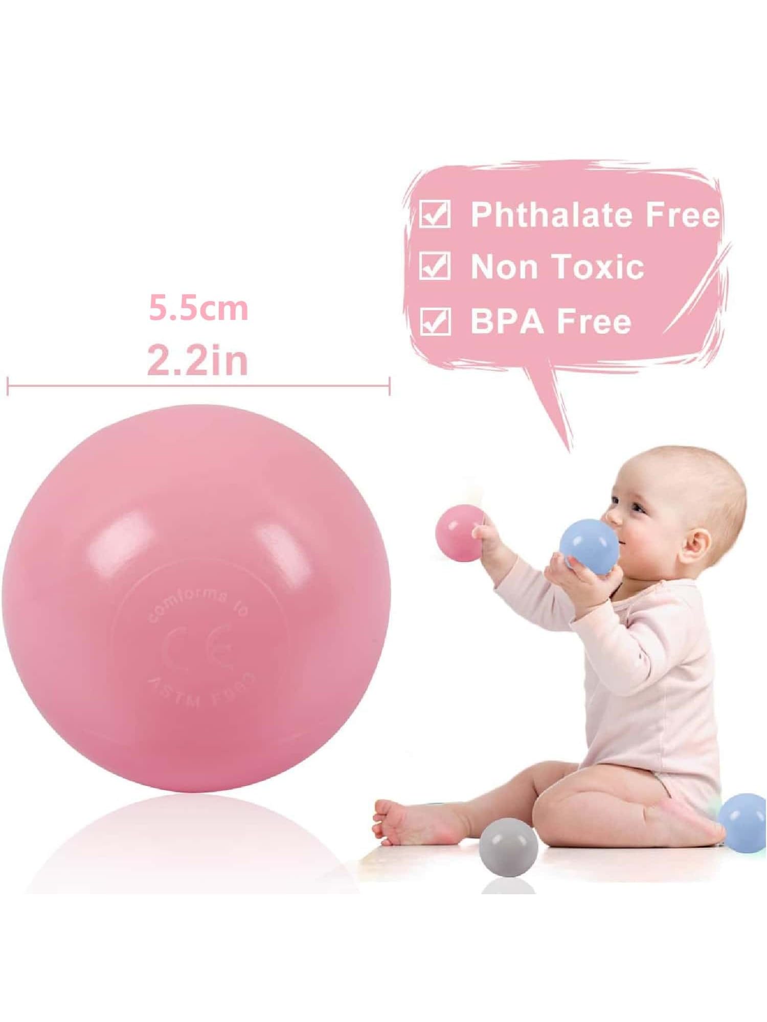 Genérico Bolas Piscina Infantil, Bolas Bebe, Bolas Parque Infantil, Pelotas para Niños 5,5 centímetros, 50 Unidades, Multicolor (50, Multicolor Pastel 2)