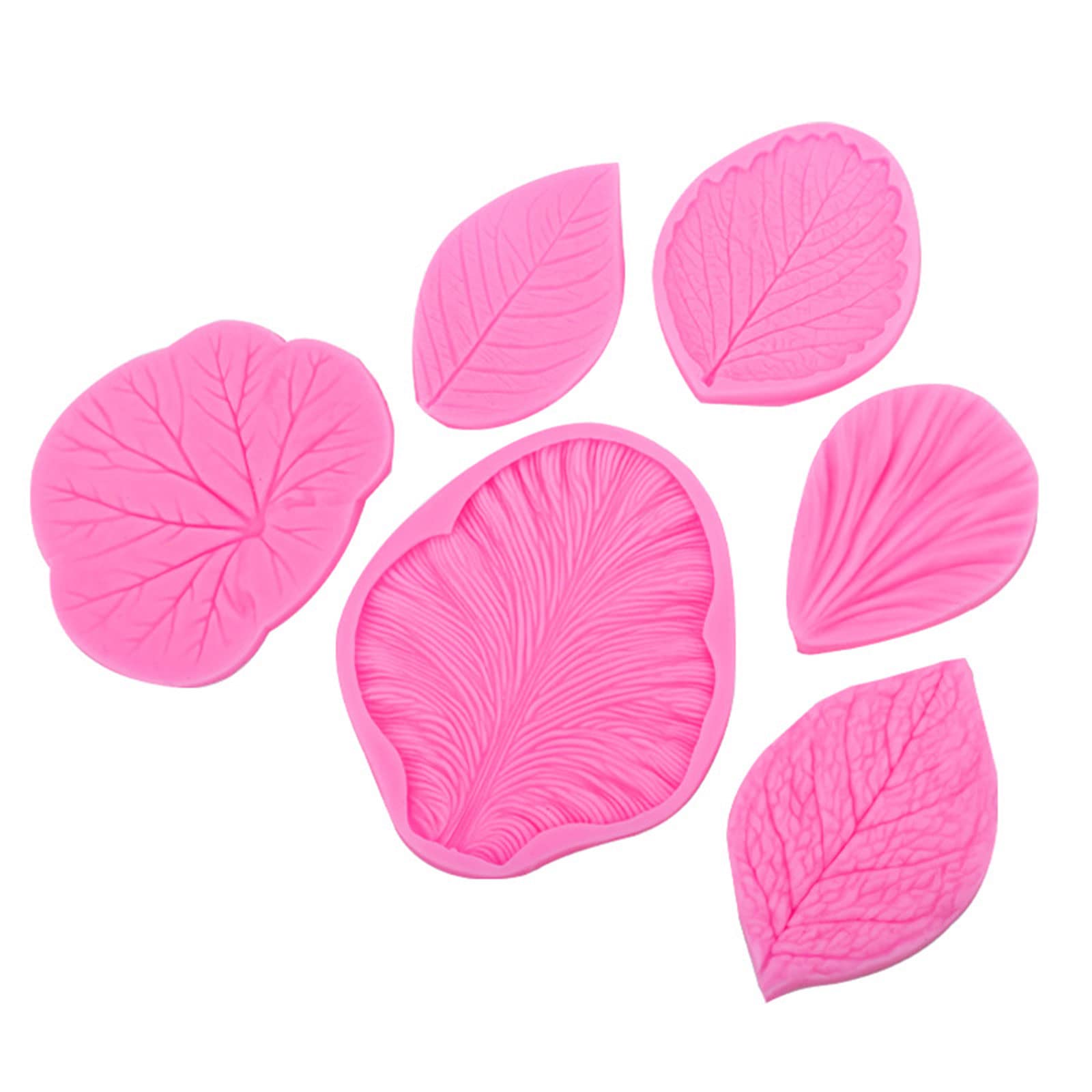 Xinsheinelry 6 PCS Leaves Shaped Silicone Clay Molds Fondant Chocolate Cake Decorating Gadget Baking Accessories Silicone Fondant Molds for Cake Decorating