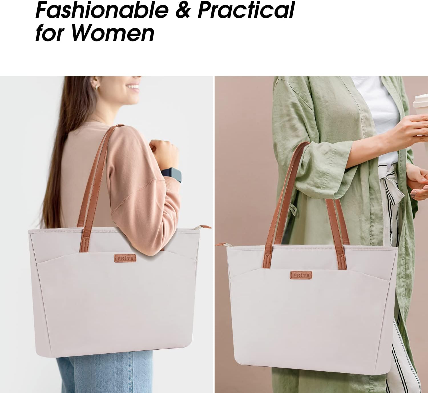 Prite Laptop Tote Bag for Women Shoulder Bag with 16” Computer Compartment for Work Travel - Image 2