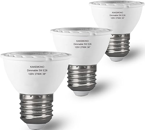 PAR16 Bombillas LED regulables de 5 W, luz de punto de pista de cuello corto, foco halógeno de 50 vatios, base mediana E26, 2700 K blanco cálido,