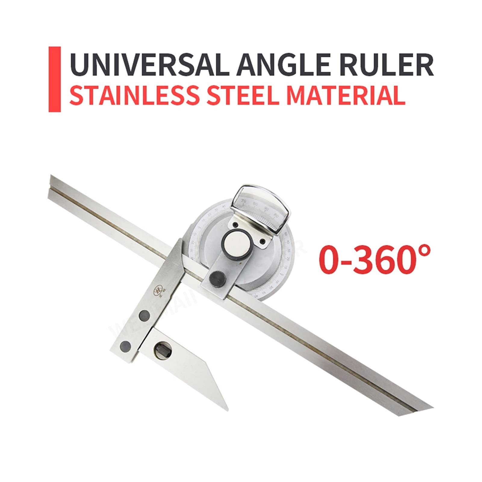 Messwerkzeug 320 Grad Universal Winkellineal Kegel Winkelmesser Winkelmessgerät Edelstahl Winkel Lineal Holzbearbeitungswerkzeuge (Color : 360 Stainless Steel)