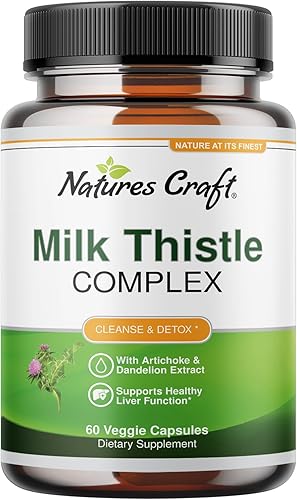 Suplemento de cardo mariano para limpieza hepática, desintoxicación y reparación - Suplemento avanzado de raíz de cardo mariano y diente de león con