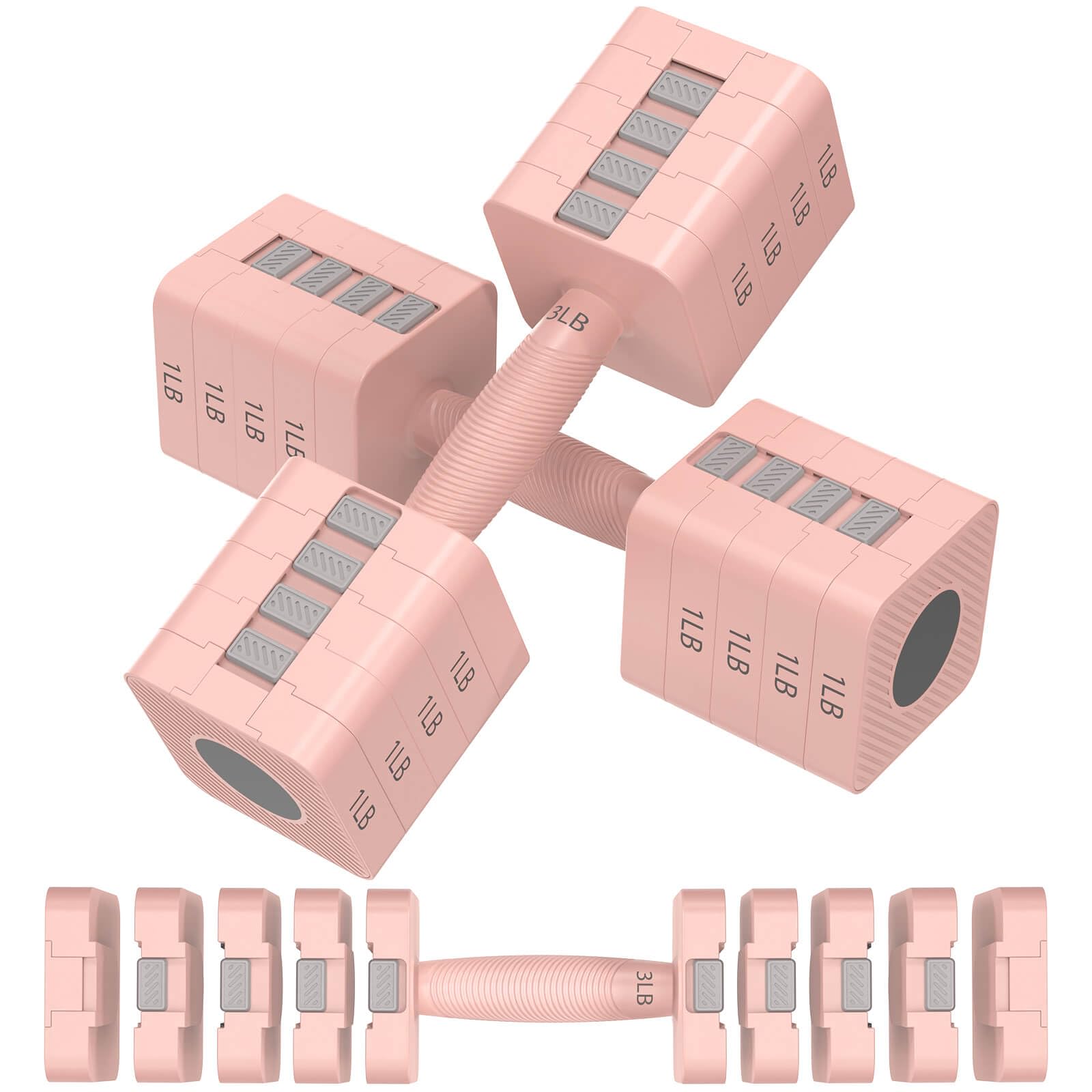 Adjustable Dumbbells Set of 2, 5-in-1 Adjustable Weight Dumbbells for Women/Men, 3lb/5lb/7lb/9lb/11lb Dumbbell Weights Set for Home Gym Workout