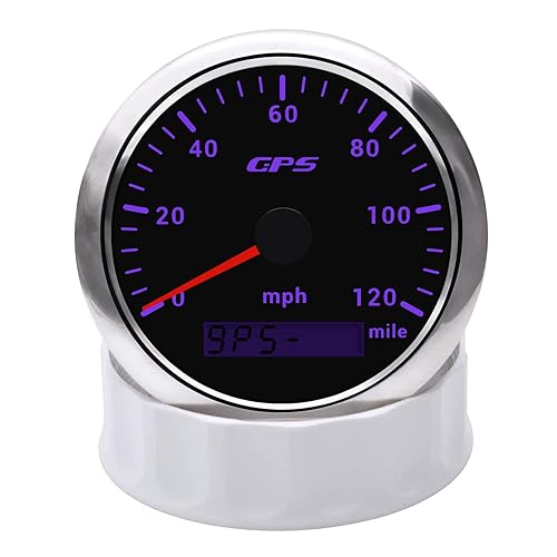 Miniatura 3 de KAOLALI Velocímetro GPS de 3.346in, 0-160 MPH, medidor de odómetro, lancha, velocímetro MPH, impermeable, velocidad marina, odómetro LCD, medidor de