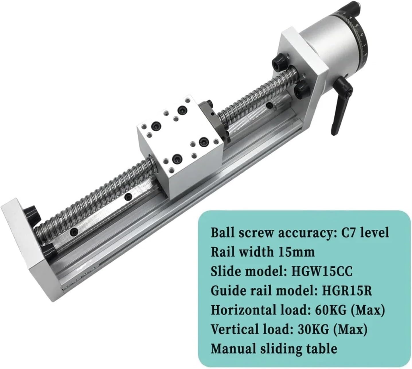 1pcs 60mm Width Single Linear Guide Electric Handwheel Sliding Table SFU1605/1610 BallScrew 50-1200mm Linear Actuator X-Y-Z Axis(SFU1610-1000mm)