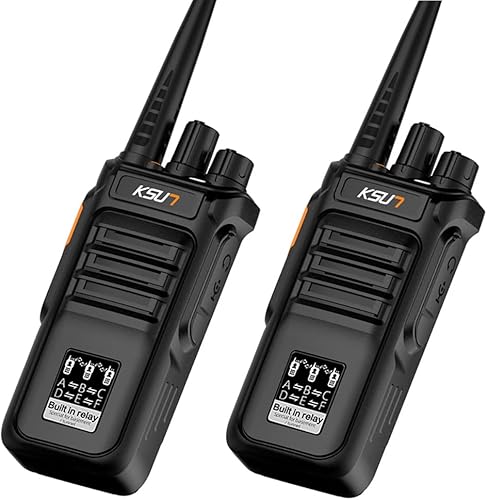 Paquete de 2 radios bidireccionales Walkie Talkies de largo alcance 100 millas, relé integrado para túneles, minas, sótano, KSUN RL30