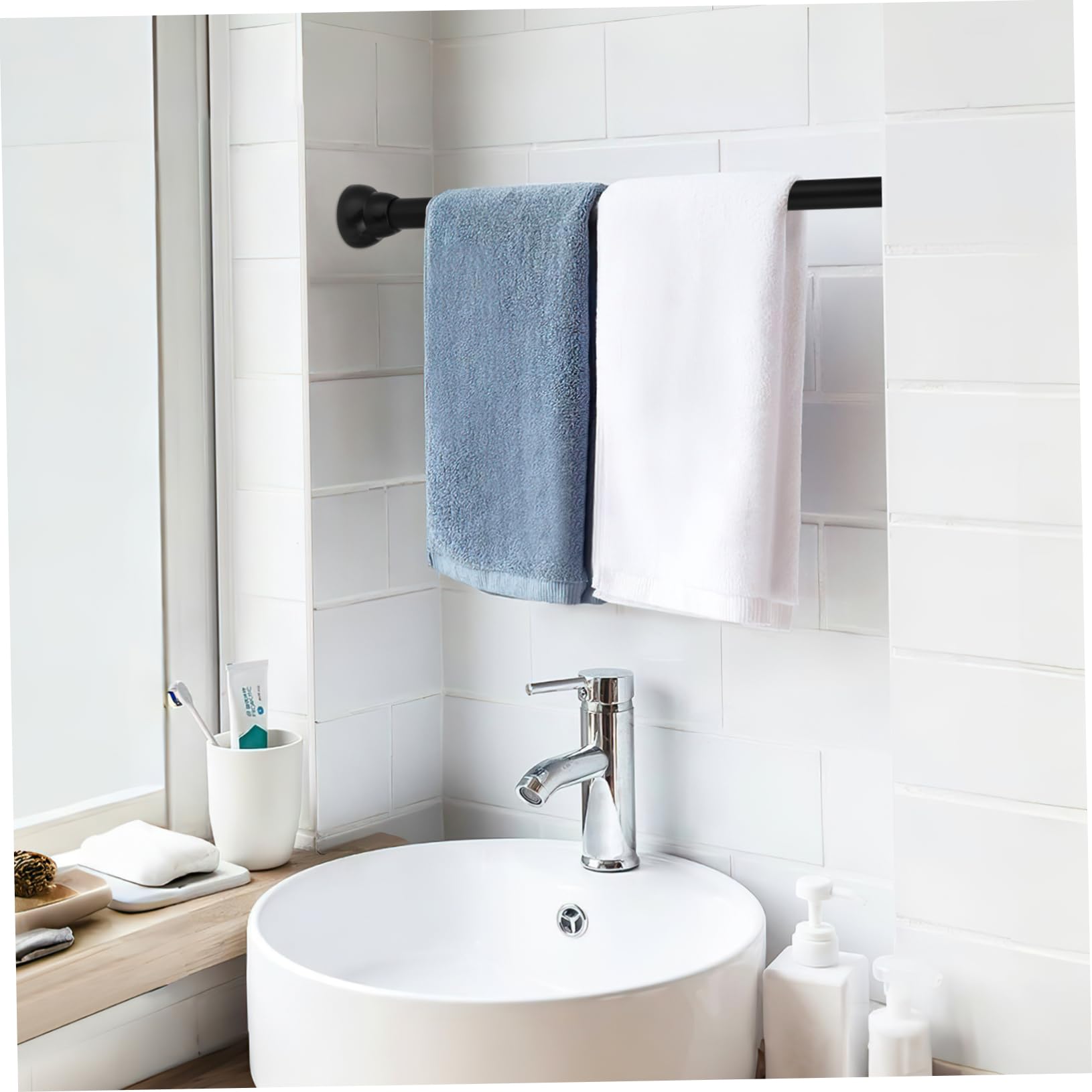 Alipis Barra de Armario Telescópica Extensible de Acero Inoxidable Negra, Resistente al Desgaste y Fácil de Limpiar, Adecuada para Ducha y Ventana con Ajuste de 30-45cm