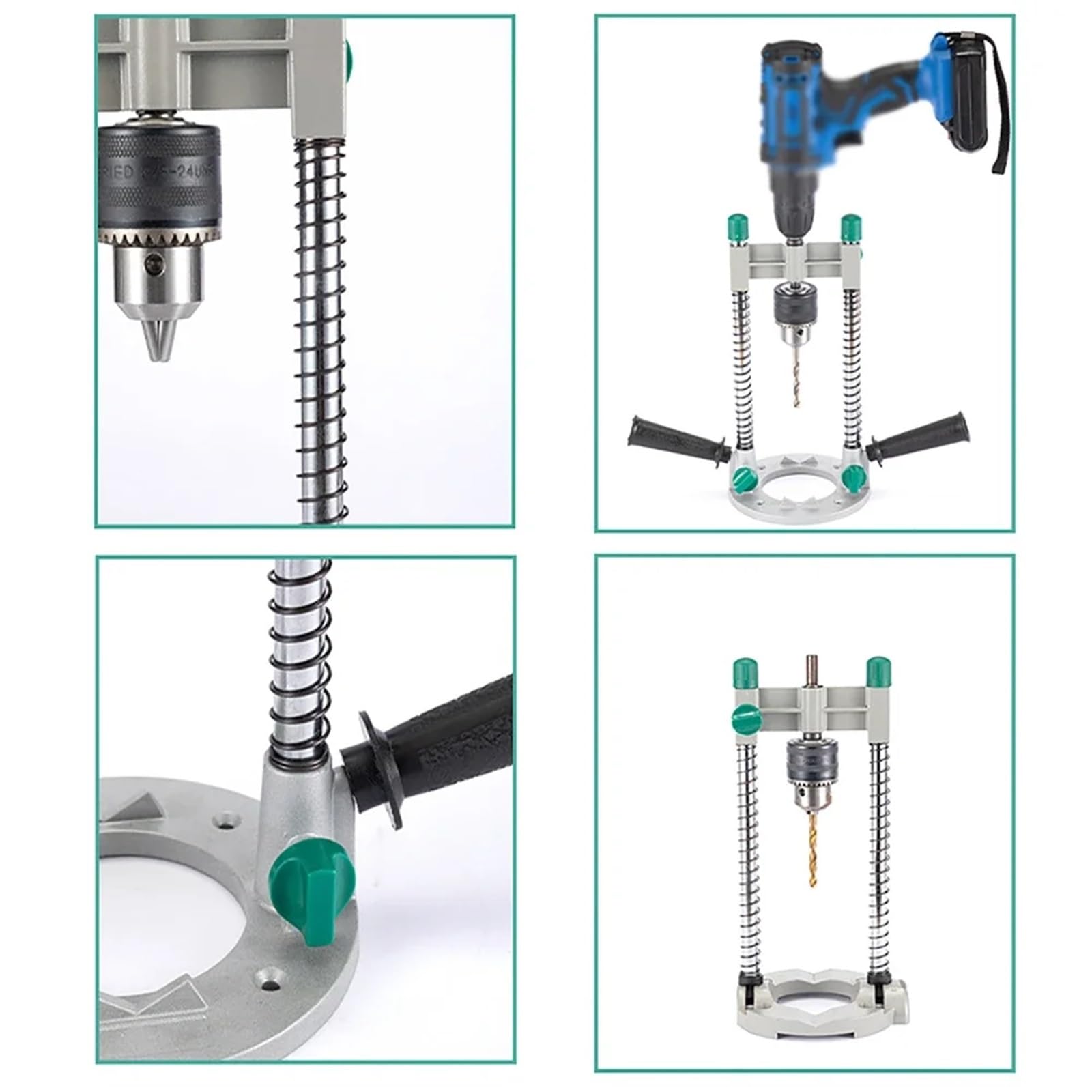 Soporte de taladro eléctrico manual de 1,5mm-13mm, guía de perforación Vertical ajustable, posicionador, guía de ángulo recto, soporte localizador de agujeros(2 Handles with cover)
