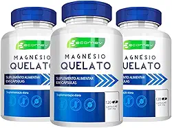3Un Magnesio Quelato 100% Puro 500mg 360Cáps Maxima Absorção Kit 6 Meses Ecomev