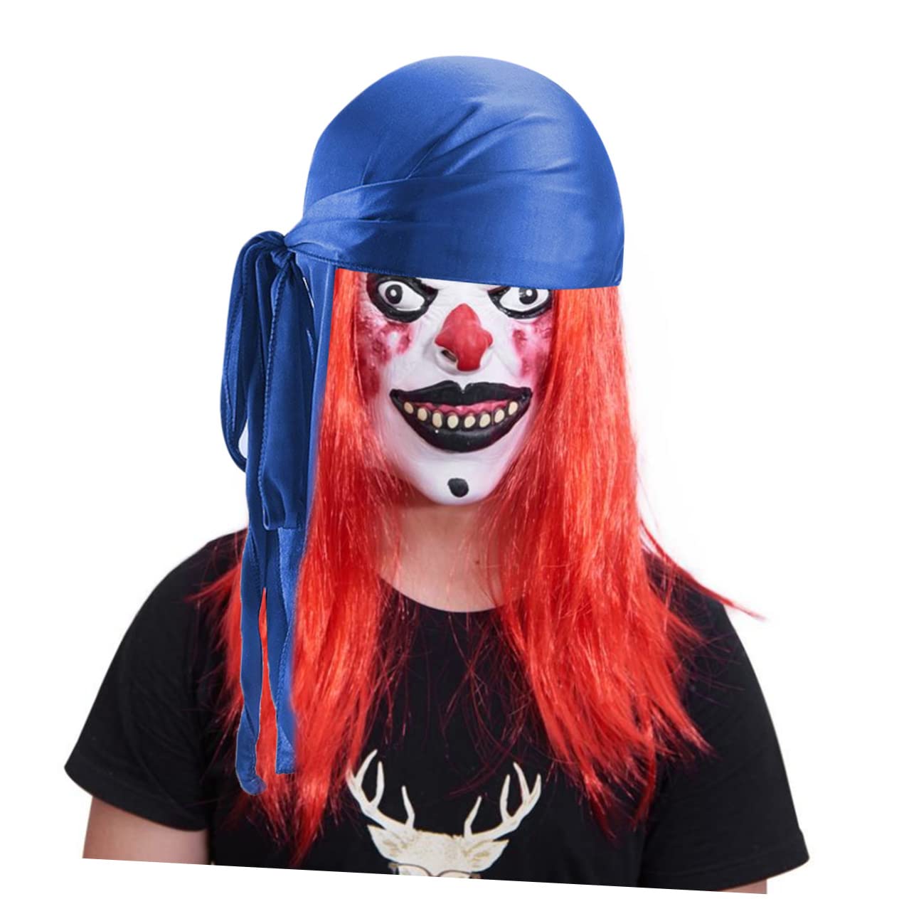 TOVINANNA 2 Pcs Women Turban Headscarf Long Tail Simulated Silk Fabric Hat for Home Outdoor Use Black Blue Comfortable Fit Elastic Design Stylish Pirate Style Head Cover