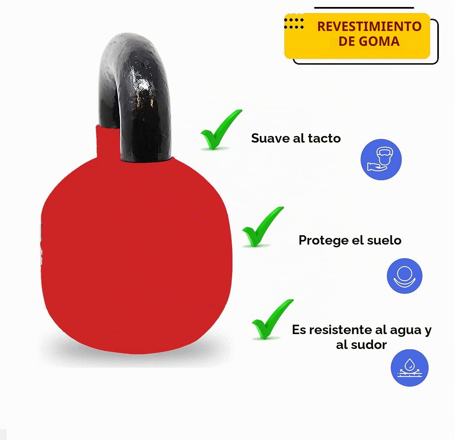 Pesa rusa de 16 kg de peso con mango ergonómico para deporte, fitness, gimnasio, entrenamiento de fuerza, crossfit
