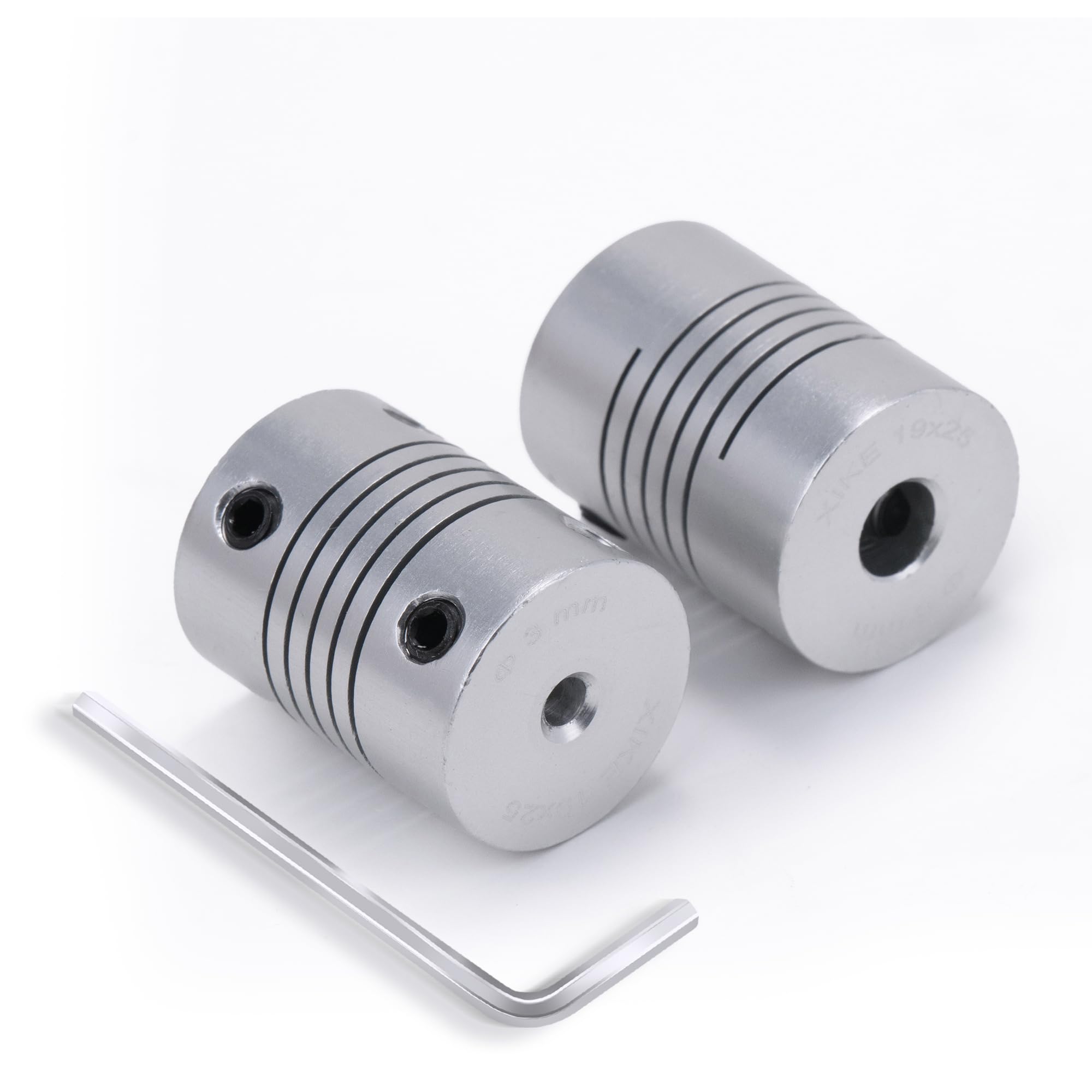 XIKE 2PCS 3mm to 6mm Shaft Coupling 25mm Length 19mm Diameter Stepper Motor Coupler Aluminum Alloy Joint Connector for 3D Printer CNC Machine DIY Encoder