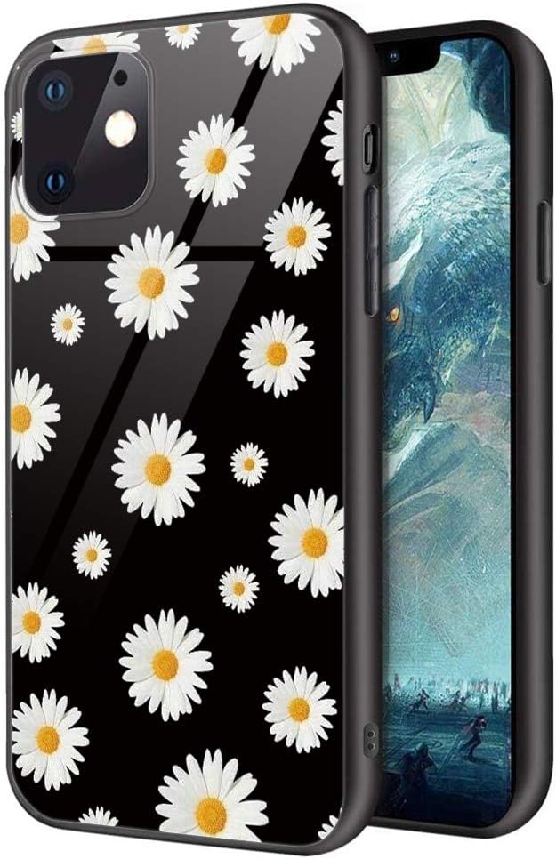 Pnakqil Funda Xiaomi Redmi Note 8 Pro Silicona Carcasa Suave TPU Bumper y Cristal Templado Antigolpes Anti-Arañazos con Dibujos Protectora Cover para Xiaomi Redmi Note8 Pro, Margarita Blanca