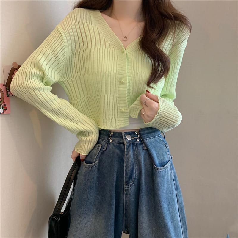 Image of ICW Women's Knitted Ribbed Cardigan Long-Sleeve V-Neck Button-Up Shrug Jacket Top Dn85