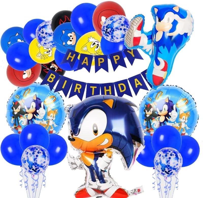 VXCQ Sonices Balloon Birthday ,Hedgehog Birthday Supplies, Sonices Foil Latex Balloons Party Supplies for Kids Party Baby Shower Birthday Decorations