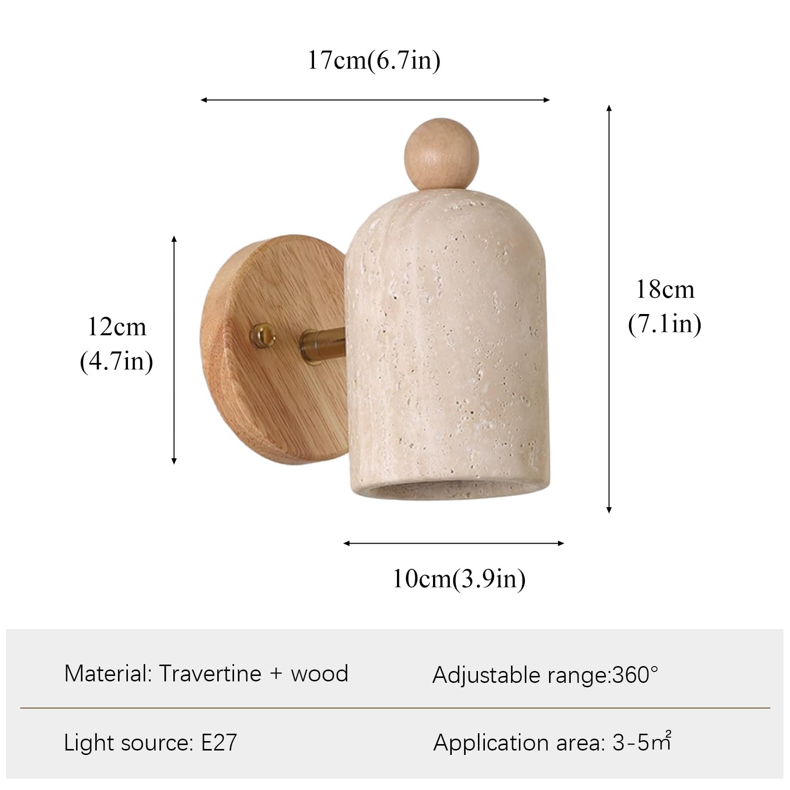 Apliques de Pared Modernos Interior Lámpara de Pared de Piedra Ajustable 180° Mármol Natural Japonés Travertino Amarillo Luz de Pared para Mesita de Noche Dormitorio Sala de Estar Vestíbulo Entrada