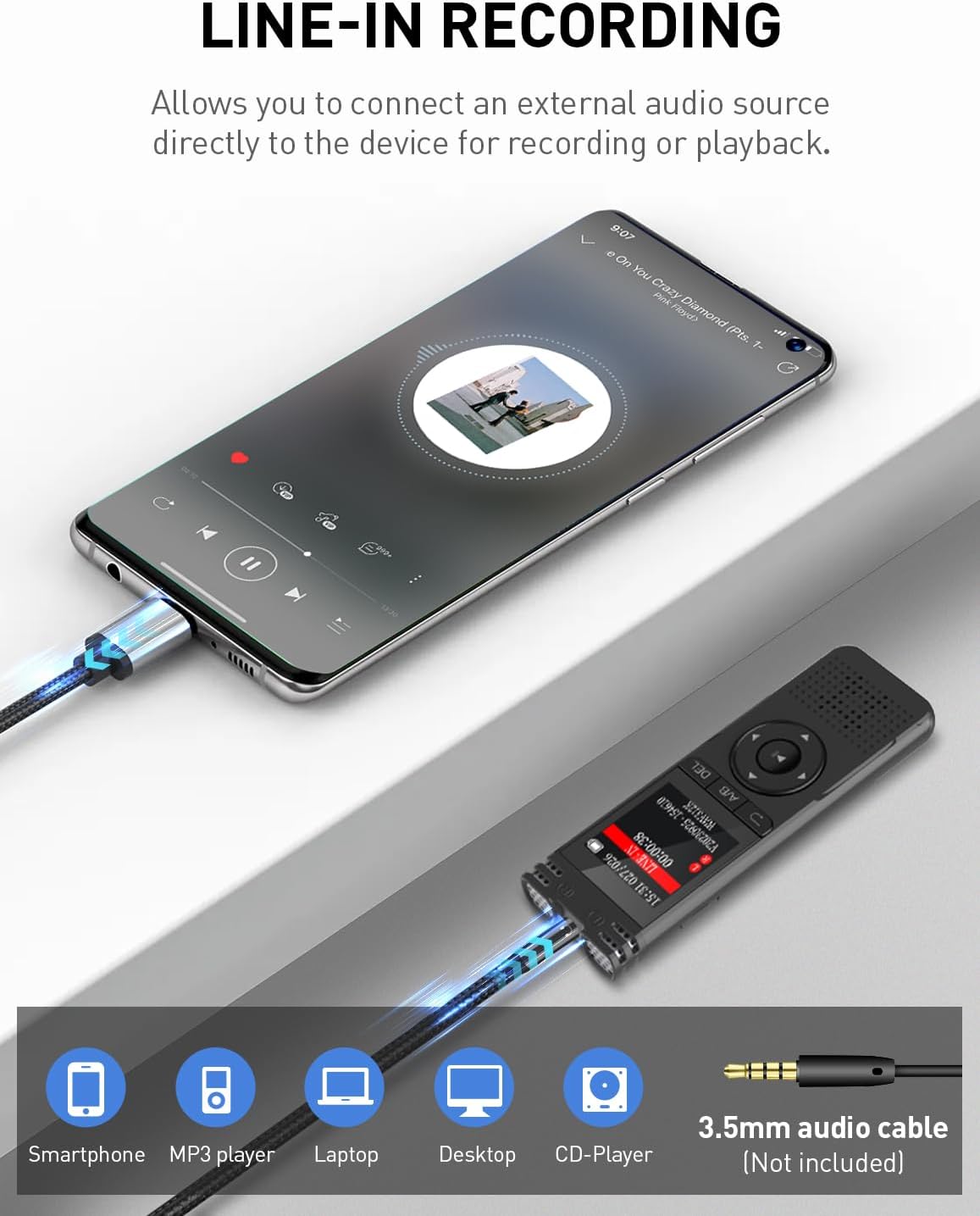 Line-In Recording feature connecting to external devices