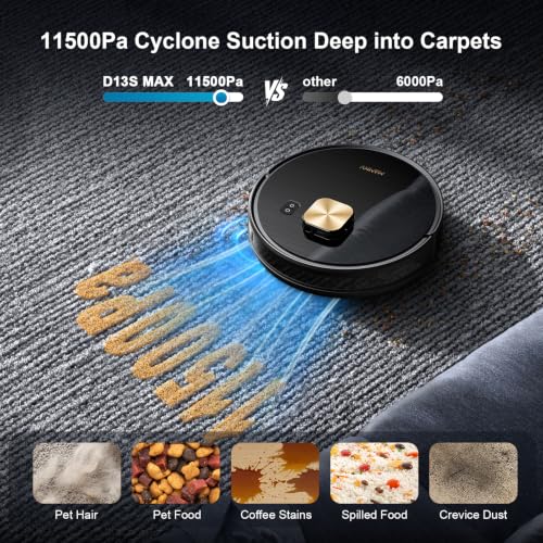 Image of Robot Vacuum and Mop, 11500 Pa Suction, 3-in-1 Robotic Vacuum with Smart LiDAR Navigation, 90 Day Self-Emptying,160 Min Runtime,App /Alexa /Voice Control, Ideal for Pet Hair, Carpet & Hard Floor