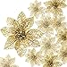 Produktbild 24 Stück Glitter Poinsettia Weihnachtsbaum Ornament Weihnachten Blumen Dekor Ornament (Gold)