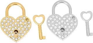 10 Sets Heart Shaped Padlock Mini Rhinestones Mini Jewelry Boxes Metal Suitcase Rhinestone Lock Small Heart Padlock Travel Luggage Locks Love Locks Small Locks with