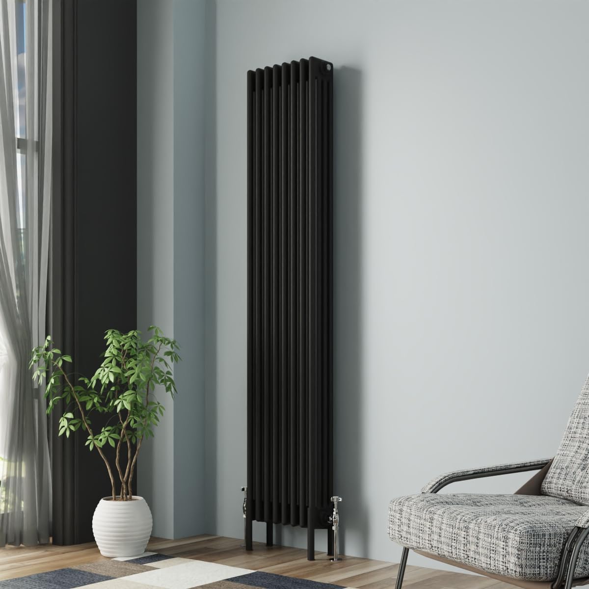 Nrg Black Traditional Cast Iron Radiator Four Column 1800X380mm Interior Designer Bathroom Radiators