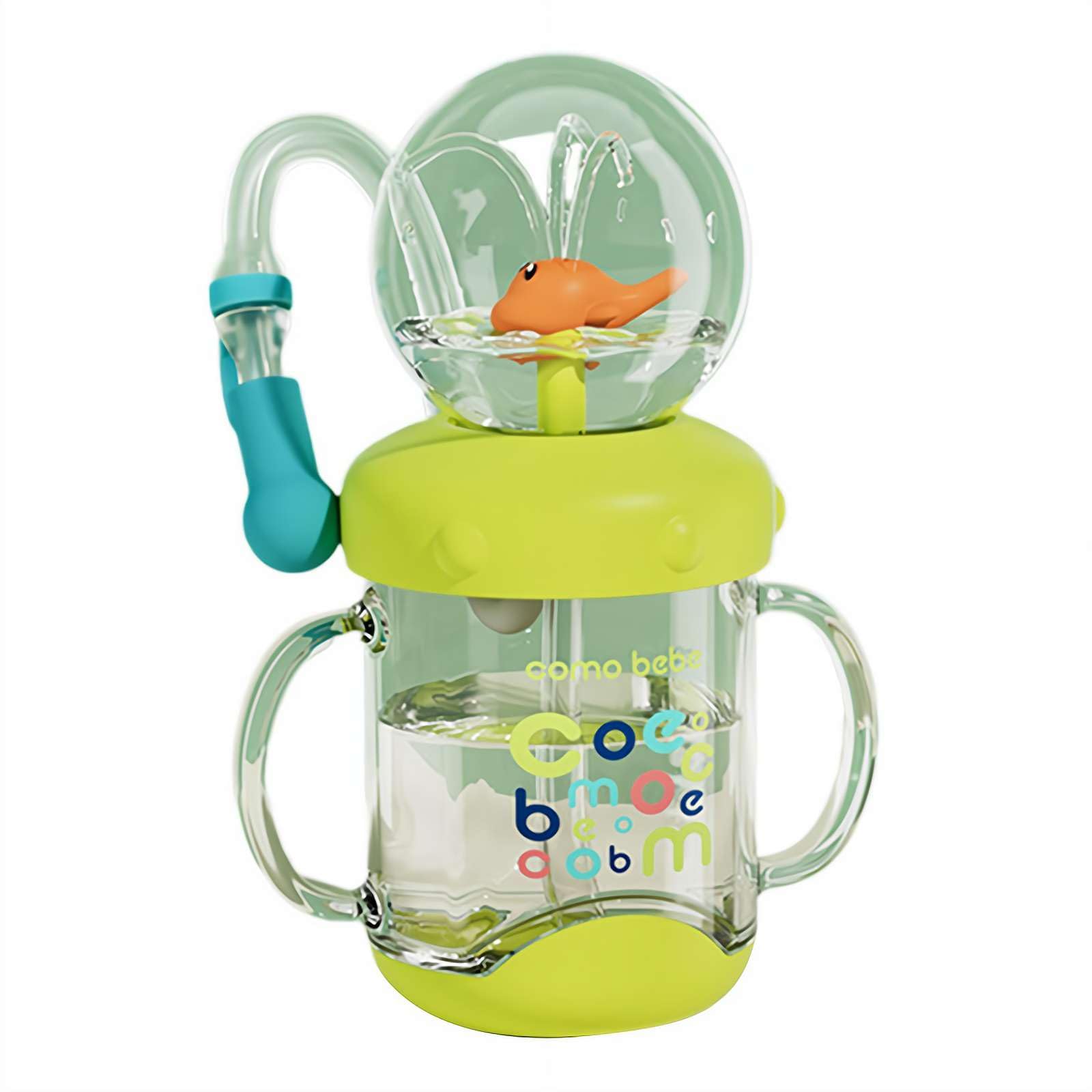 Drinking Cup with Whale Squirt,2026 New Drinking Cup with Fun Fountain Effect,No Spill Cute Water Bottle with Lids and Straws Leak Proof Handles,Fun DrinkingCups with Straw Brush for School,Travel