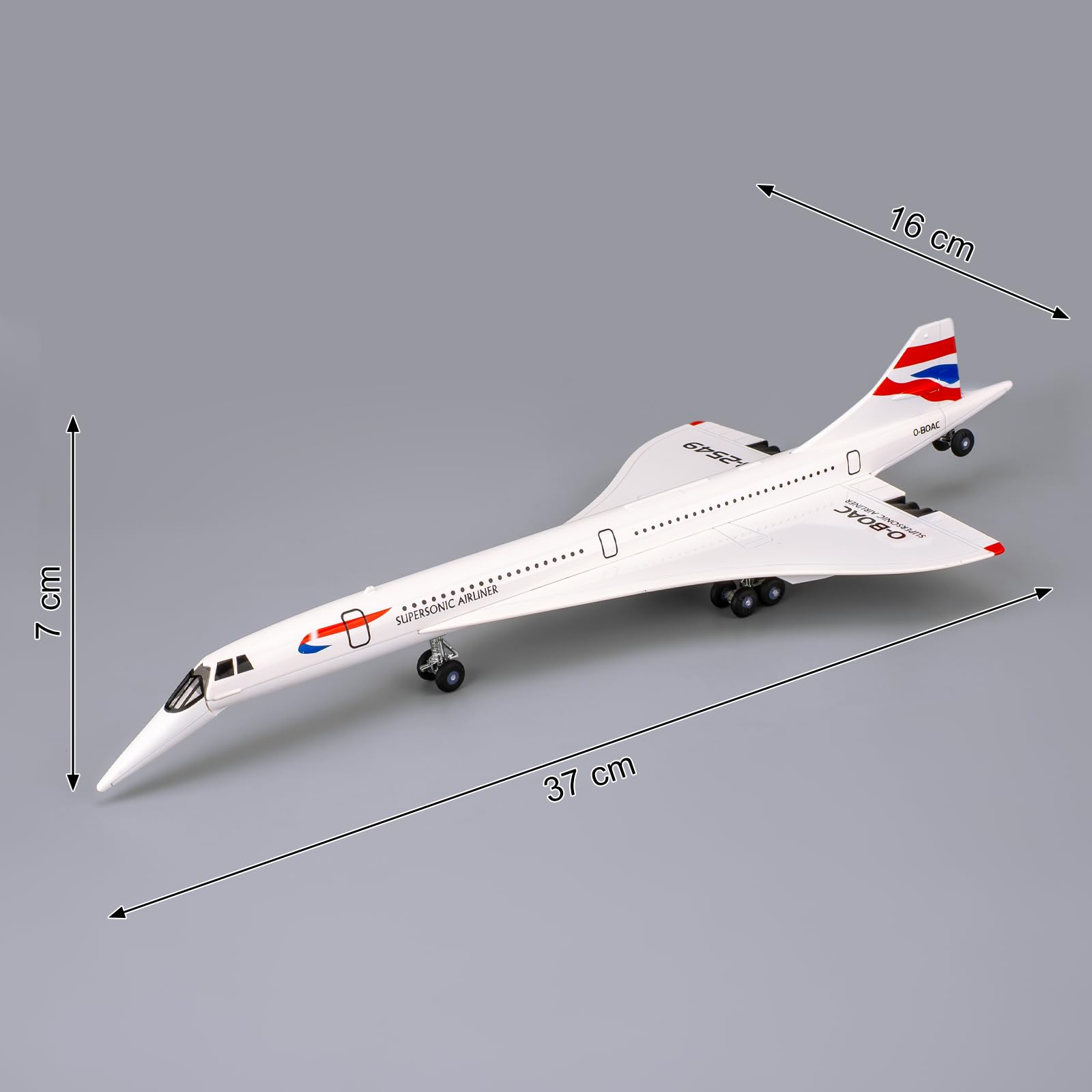 TGRCM-CZ 1/168 Concorde Supersonic Airliner Modello Aereo, Giocattoli in lega di zinco Diecast Auto con suoni e luci per collezionisti e bambini 3 anni di compleanno