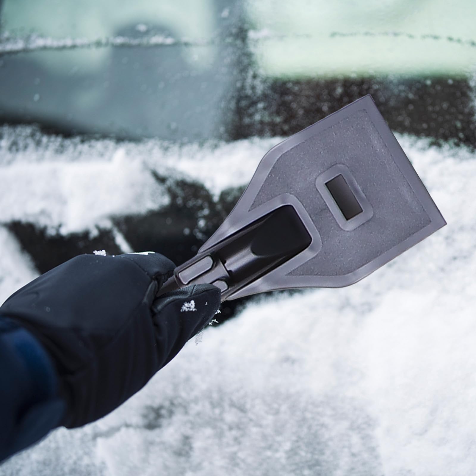 Ciieeo Ausziehbares Auto Schneeräumgerät 3 in 1 mit Abnehmbarem Schneebesen Schaufel und Eiskratzer aus Robustem Eisen Schwenkbare Bürste für Winter Schnee und Eisentfernung