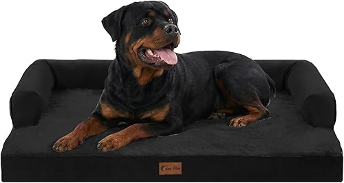 Miniatura 48 de Cama ortopédica para perros extragrandes, cama de espuma XL con forma de caja de huevos impermeable con lados 45x35 pulgadas, cama de sofá para