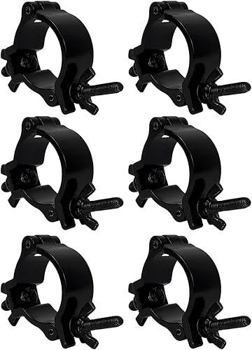 Paquete de 6 luces de escenario O-Clamp de 2 pulgadas, abrazaderas de luz de aluminio de 2 pulgadas, apto para tubo de 1.890-2.008 in de diámetro