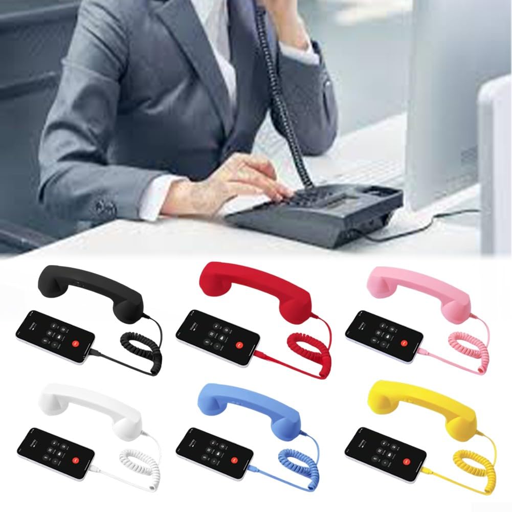 Auricular Retro Teléfono, Receptor con Cable Tipo C, Altavoz de Alta Fidelidad, Agarre Ergonómico, Material ABS, para Smartphones Tablets, Videoconferencias Llamadas — view 8
