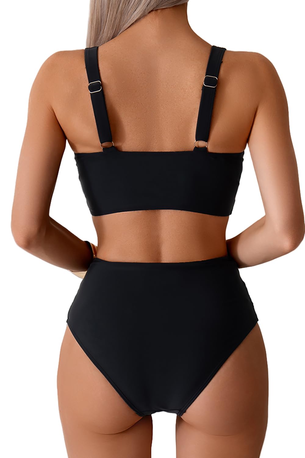 Viloree Damski dwuczęściowy strój kąpielowy z wysokim stanem seksowne stroje kąpielowe Push Up z dekoltem w serek zestaw bikini