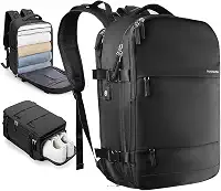 Mochila para Laptop 15,6' com Porta USB, Aprovada para Avião, Leve e Resistente, Ideal para Faculdade, Trabalho, Negócios e Viagem, Mochila Unissex, Com Compartimentos, Preto