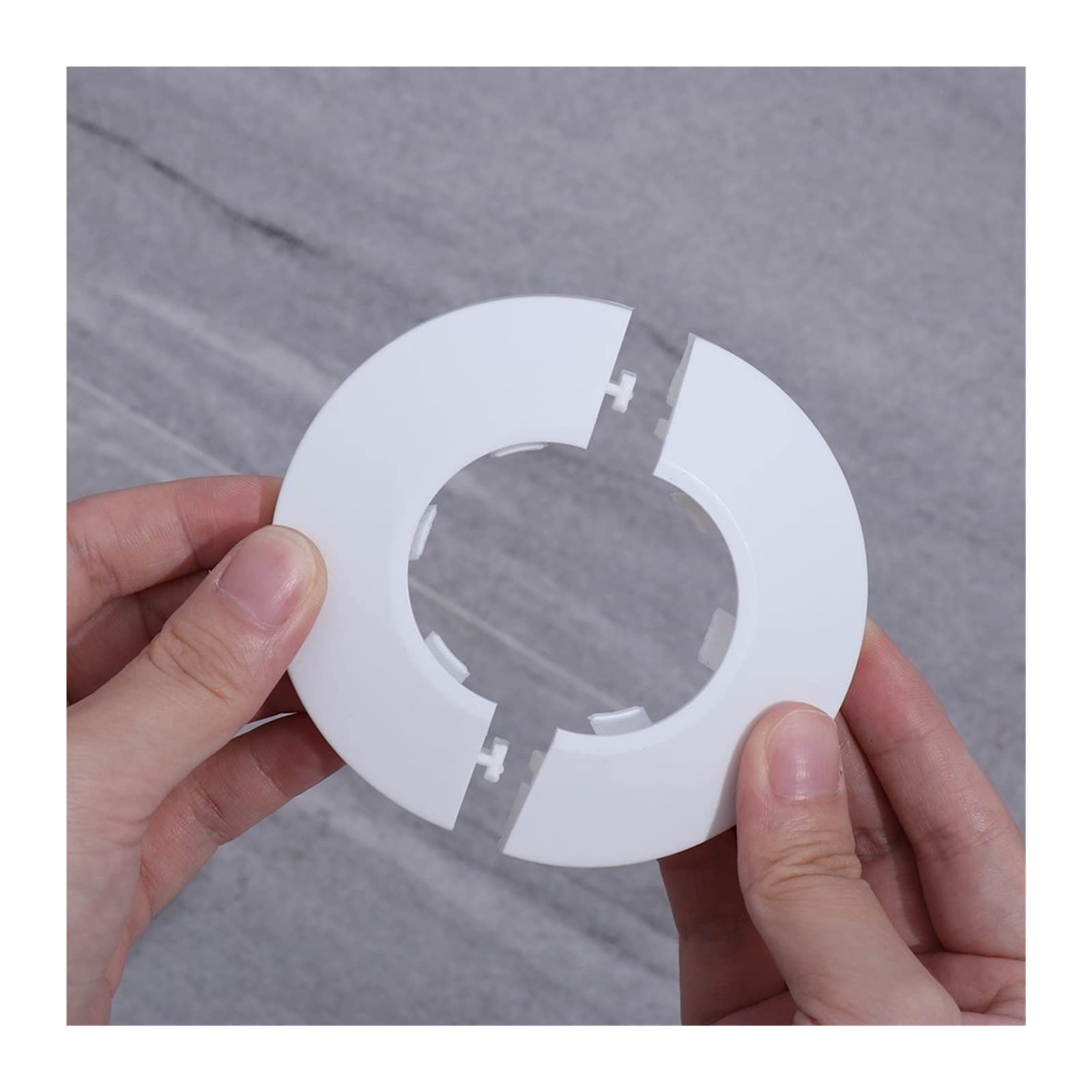 Biała osłona kątowego zaworu prysznicowego - łatwa w montażu wodoodporna dekoracja ścienna do rur kuchennych/łazienkowych (1 szt.)(ID41mm)