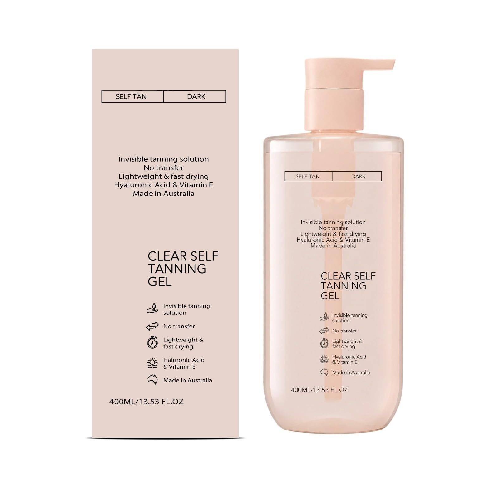 Clear Self Tanning Gel Dark Shade, Invisible Self Tanner