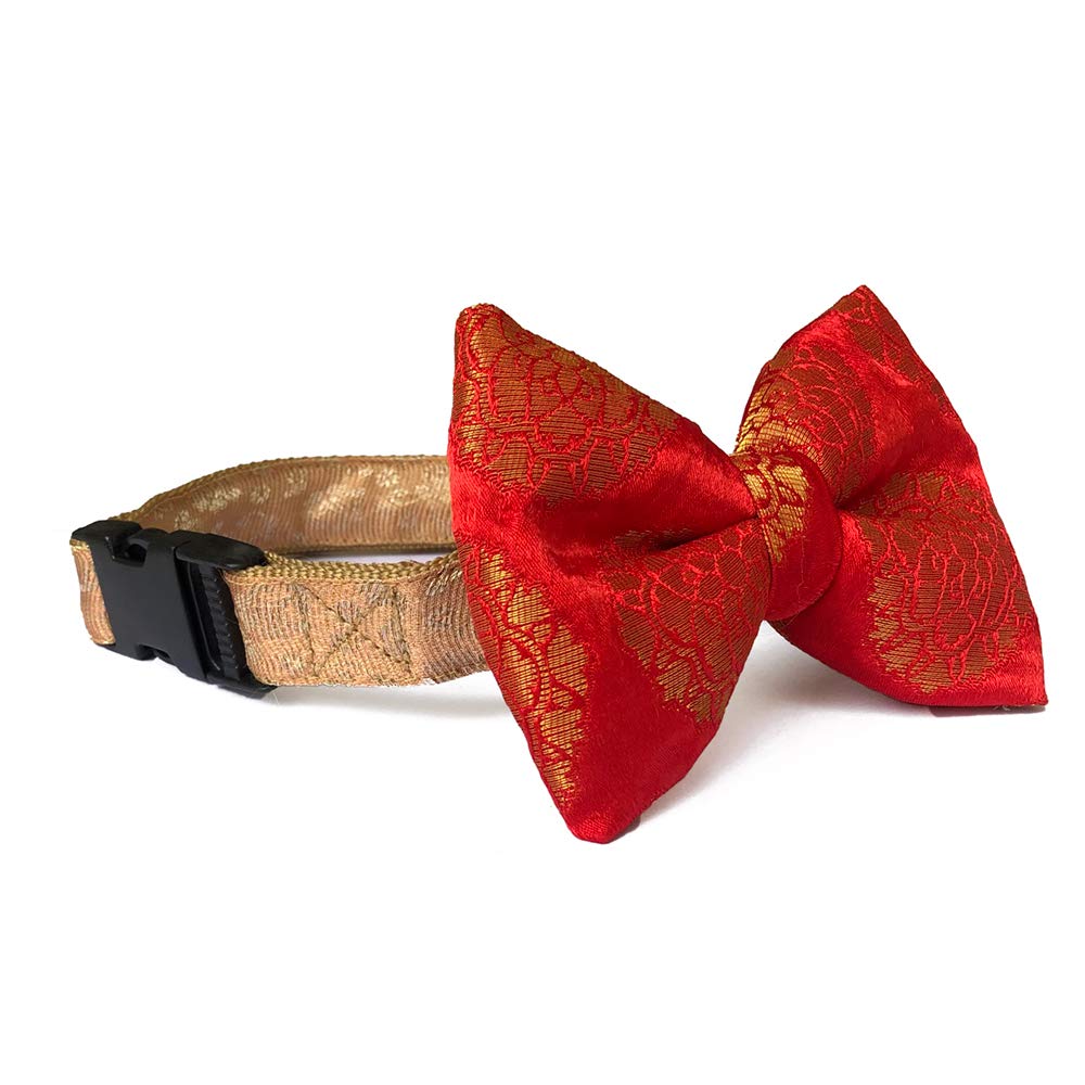 That Dog In Tuxedo Festive Wedding Ethinc Dog Bow Tie with Adjustable Dog Collar - Affreen (Red and Gold, Size S) (B079BY8Q5F) Amazon Price History, Amazon Price Tracker