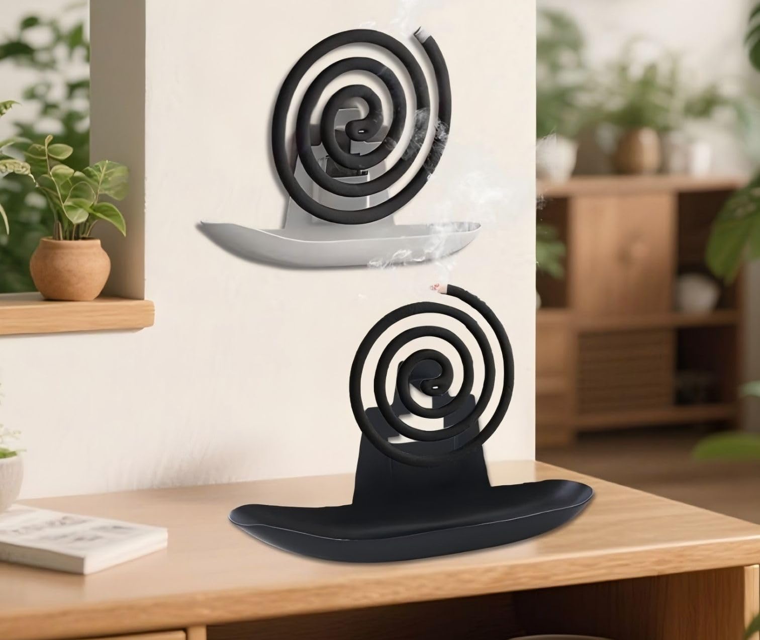 Uchwyt na spirale na komary, 2 sztuki, pojemnik na kadzidełka, spirala na komary, pojemnik do sypialni, salonu, kuchni i biura