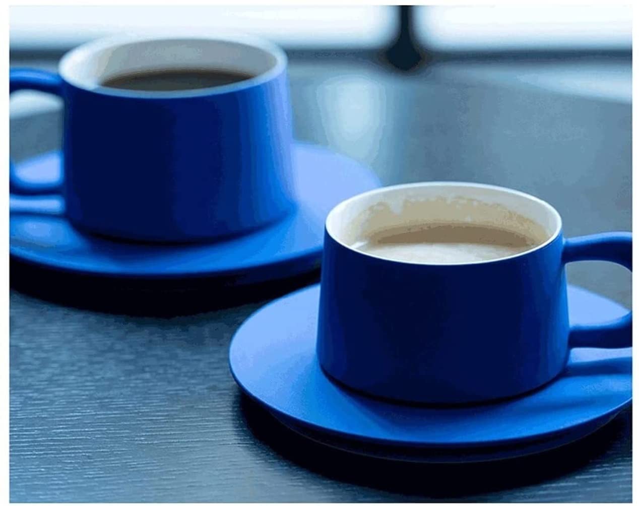 Filiżanki do Kawy Kubki do Kawy Kubek do Kawy Nowoczesny Zestaw Kubków Do Kawy Ze Spodkiem Ceramiczny Kubek Do Kawy Z Uchwytem Idealny Prezent Niebieski Wielofunkcyjny Filiżanki Herbaty Filiżanka do K