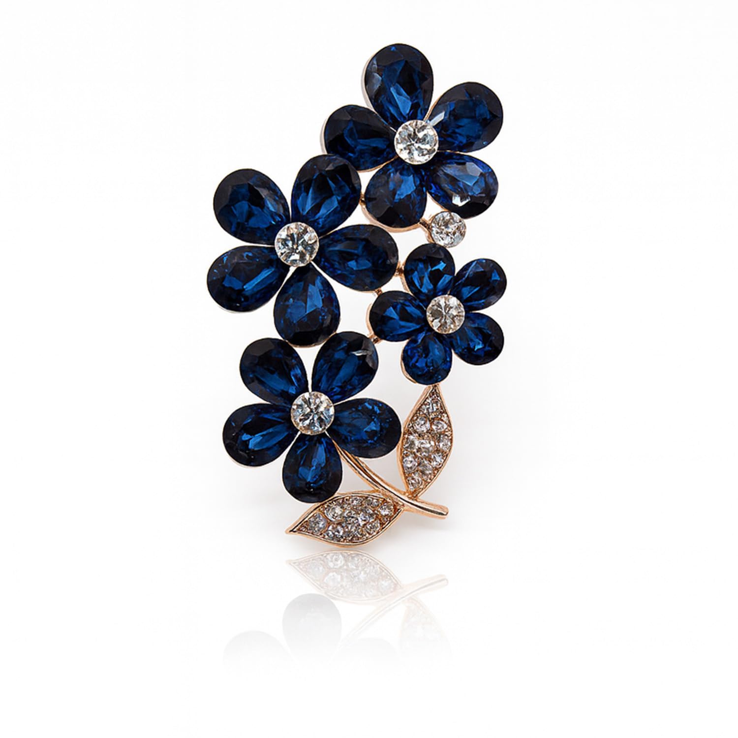 Women Elegant Crystal Flower Cluster Brooch – Gold-Tone Floral Pin with Rhinestone Leaves for Sarees, Blazers &-image-36