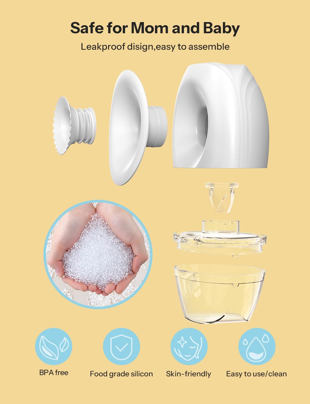 UN1QUE Professional Wearable Electric Breast Pump for Feeding Mothers, Hands Free Electric Breast Pump, BPA Free, 3 Pumping Modes & 9 Levels, Smart LED Display, 180ml Milk Cup -1 Pack 1