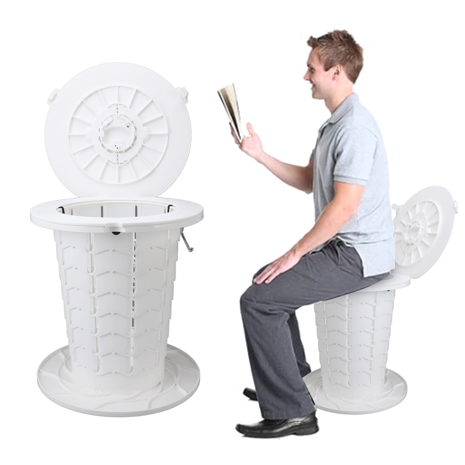 Inodoro Portátil de Viaje, Orinal Plegable para Acampar, Altura Ajustable para Adultos y Niños, Capacidad de Carga de 330,7 Libras