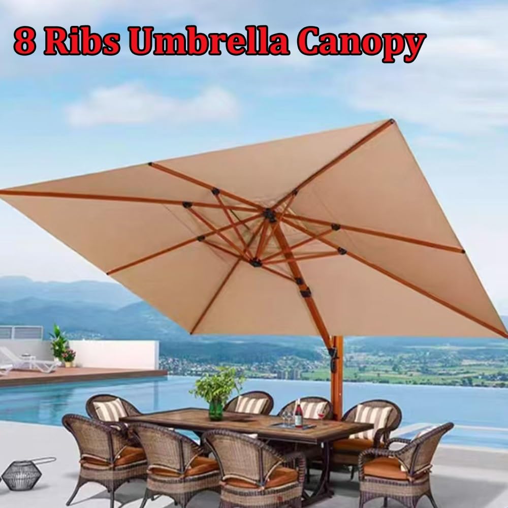 10stop kwadratowy parasol wspornikowy, wymienny, górny baldachim parasola ogrodowego, anty-UV, parasol tarasowy, basenowy, wymienny, materiałowy pokrowiec przeciwsłoneczny(Taupe 3m/10ft Double top)