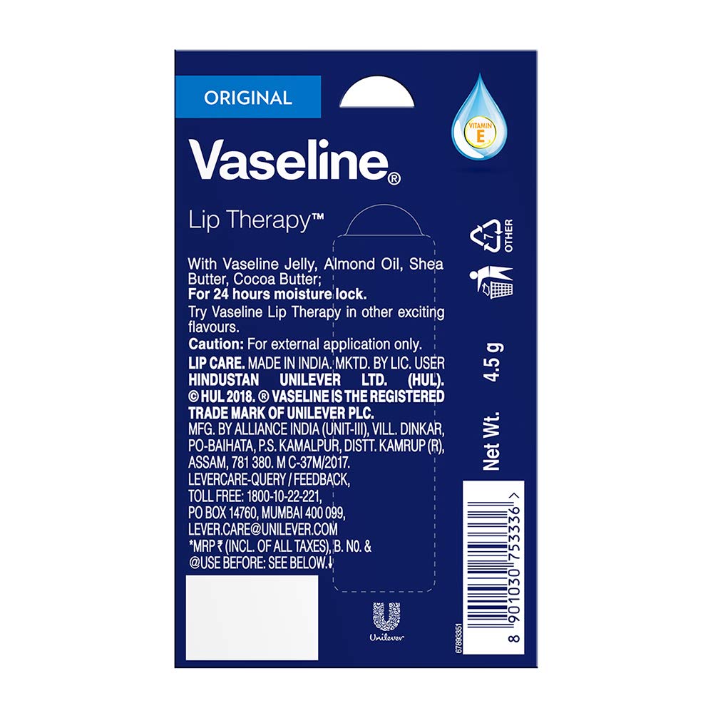 Vaseline Lip Therapy Original Chapstick, Lip Balm, Clear, 4.5 Gram 1