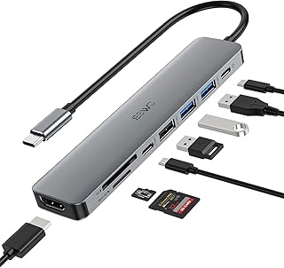 USB C Hub, JESWO 8 in 1 USB C to HDMI Adapter with USB-C Data Port, 100W Type C PD, SD/Micro SD Card Reader, 2 USB3.0&1 USB2.0, USB C Dongle Multiport Adapter for MacBook Air/Pro, iPad Pro M1