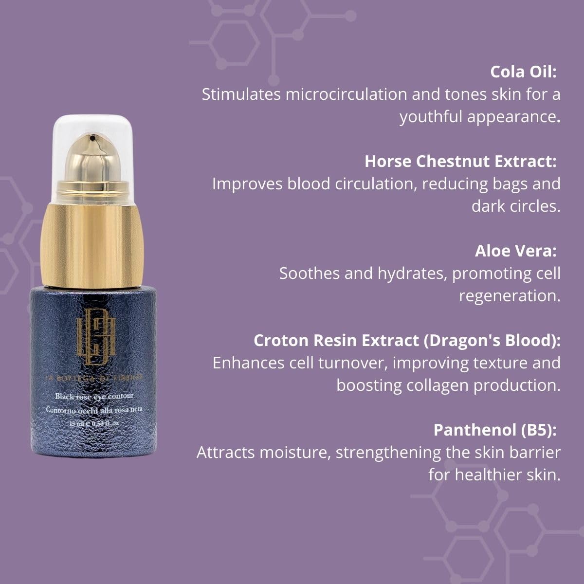 La Bottega di Firenze Contorno Occhi alla Rosa Nera - Crema Idratante e Rigenerante per Contorno Occhi - 15 ml