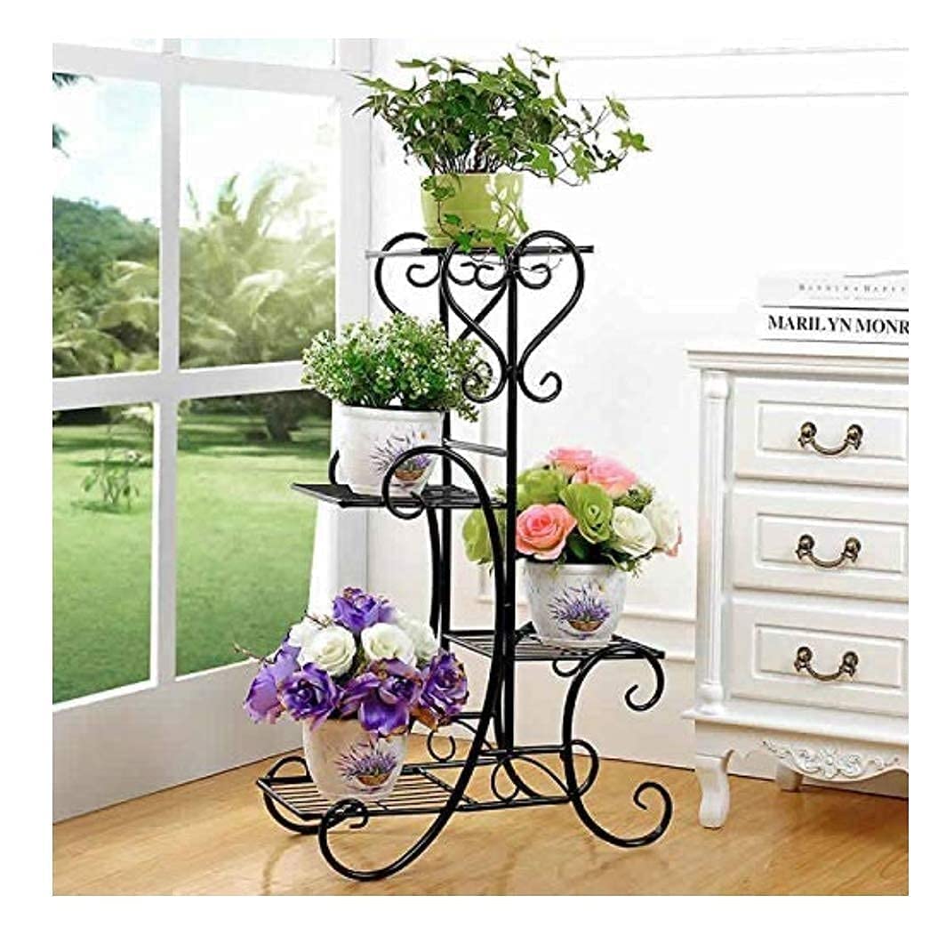 ARHAM ART Metal 4 Tier Shelf Plant Stand Floral Corner Shelf Metal Flower Pot Rack Stair-Step Style Display Ladder for Garden Balcony Indoor Outdoor(75 X 25 X 69 cm) (Black) (B0CL1H5Y13) Amazon Price History, Amazon Price Tracker